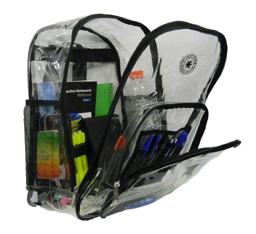 K-Cliffs Heavy Duty Clear Backpack See Through Daypack Student Transparent Bookbag Black By Praise Start