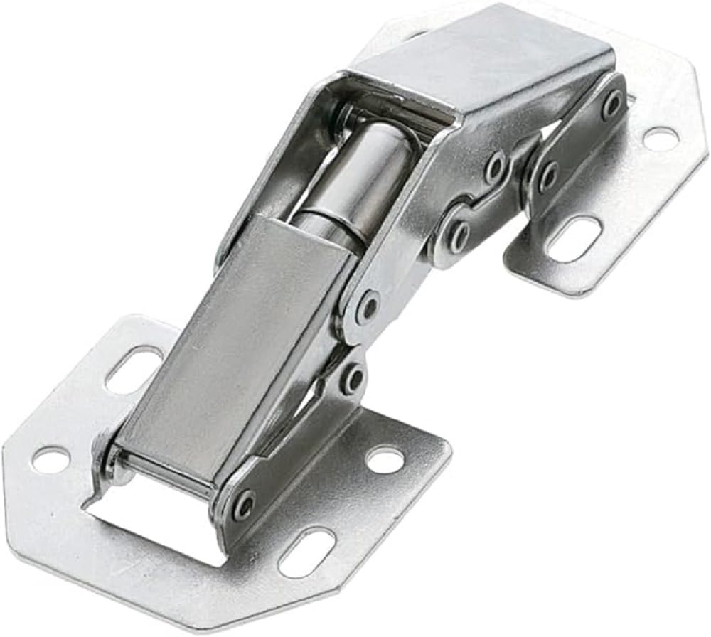 Amig - Hinge | Crab Type | with Piston | 100 x 44 mm | 2 Units | Maximum Strength and Life | Hidden Fixing for Furniture Doors and Cabinets | Silver Steel