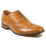 UVS2 Men's Rust Brown Wing Tip Perforated Lace Up Oxford Dress Shoes