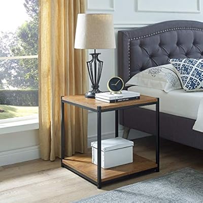 Amazon Com Tall Side End Table By Caffoz Furniture Designs Brooklyn Series Night Stand Coffee Table Storage Shelf Sturdy Easy Assembly Brown Oak Wood Look Accent Furniture With