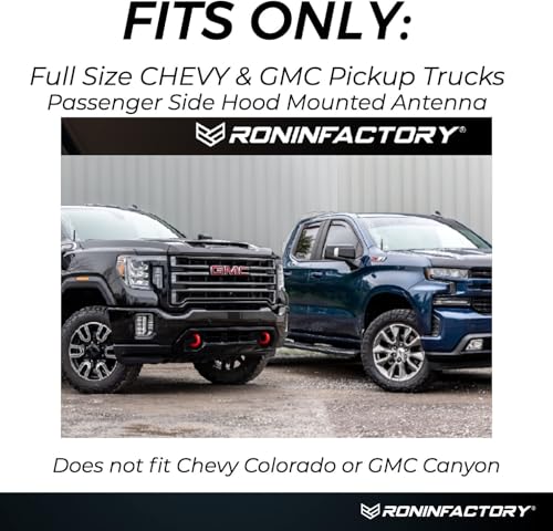 RONIN FACTORY Bullet Antenna Chevy Silverado & GMC Sierra Trucks - 50 Cal Truck Antenna Accessories - Anti Theft - Carwash Safe - Short Replacement Antenna