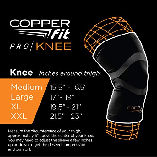 Copper Fit CFPROKN Pro Series Compression Knee Sleeve, Black with