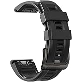 26mm Watch Band for Garmin Fenix 7X/Fenix 6X/Fenix/5X/Fenix 3/Fenix 3 HR, Soft Silicone Band Strap Wristband with Quick Fit for Garmin Smart Watch