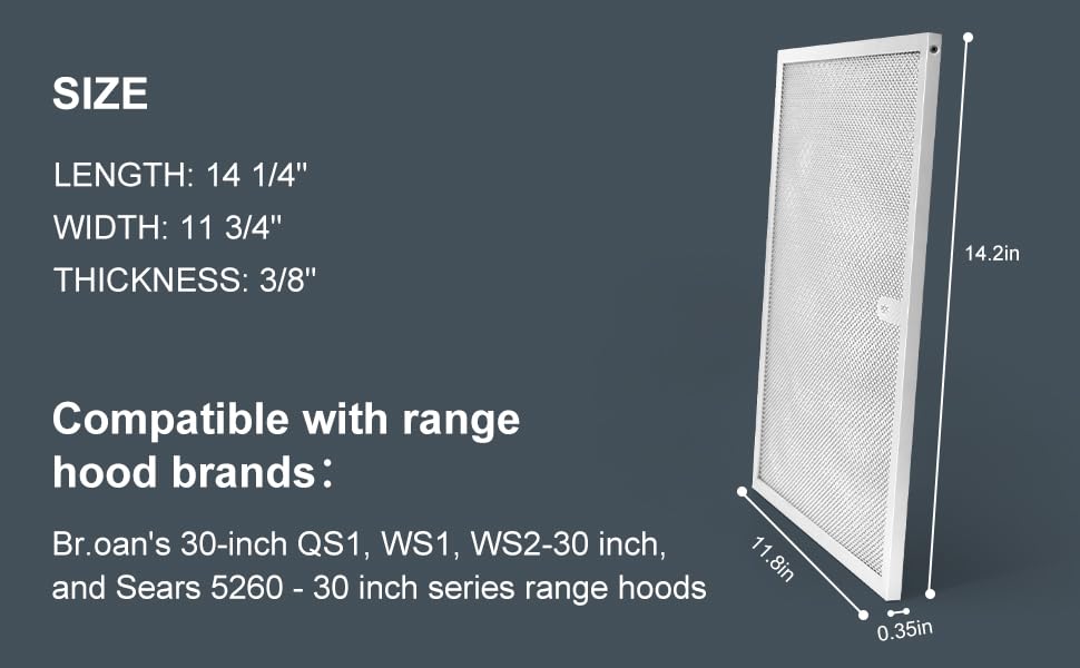 BPS1FA30 Range Hood Grease Filter 11-3/4