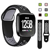Lintelek Silicone Replacement Bands Compatible with Fitbit Versa, Friendly Wristband Breathable Soft Bands Washable Straps for 5.5-8.5 Inches, Quick Drying