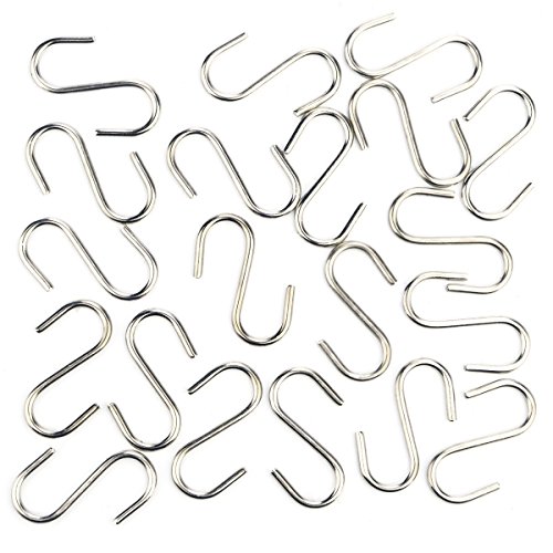Flammi 20-Pack Mini S Shaped Hooks Hanging Hooks Chrome Plated for Jewelry Key Ring Dustpan Brush (1-3/4-Inch Long)