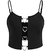 SOLY HUX Women's Plus Size Cut Out Cami Crop Top Ring Linked Sexy Y2k Tops