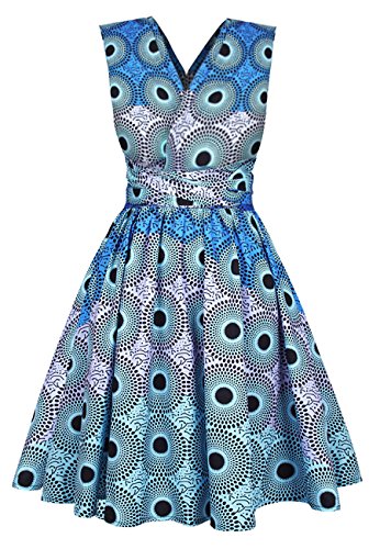 open lace back dress pleated african print dress  ClothingCo