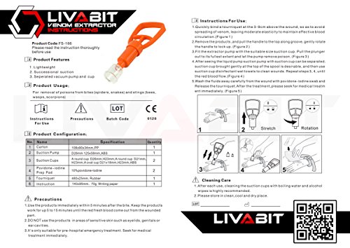 LIVABIT First Aid Safety Tool F.A.S.T. Kit Emergency Venom Extractor Snake Bite and Sting Suction Pump - Thumbnail 5