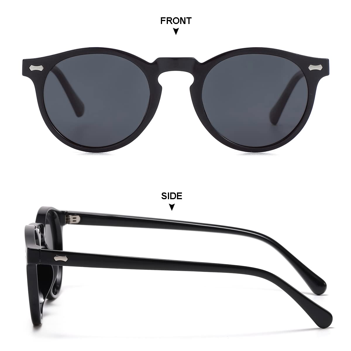 Gleyemor Vintage Polarized Sunglasses for Men Round Sunglasses UV400 Protection Retro Hand-crafted Acetate Frame