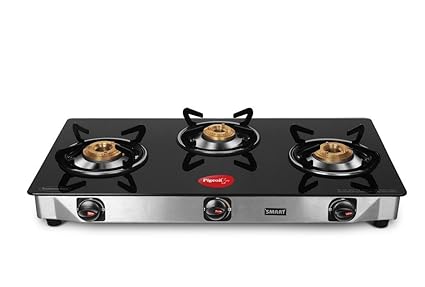Buy Pigeon Blackline Smart 3 Burner Glass Top Gas Stove Online At