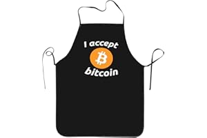ZYASFEY I Accept Bitcoin Apron for Men Women Adults, Chef Apron with Adjustable Waist, Water Resistant and Oil Resistant for 
