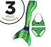 Sharks Wear 3 Pieces Children Mermaid tail Swimming Costume with Coloring E-Book. Medium - Kelly Green