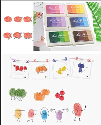 Craft Ink Pad, Set of 6 Washable DIY Stamp Ink Pads for Kids, 24 Colors - Thumbnail 2