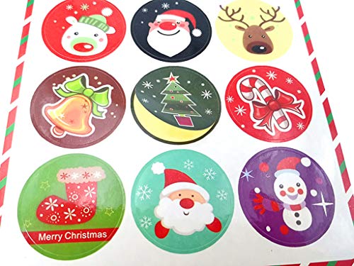 Kinteshun Christmas Sealing Sticker,Self-adhensive Xmas DIY Decorative Gift Packing Wrapping Envelope Seals Baking Label Paster Decals Sticker(10 Sheets,90pcs)