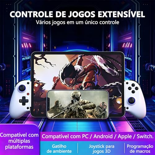 GODREAM Controle de Jogos no Celular Sem Fio Extensível para iPhone/Android, Gamepad para Celular Bluetooth 5.0 com Design Ergonômico, Compatível com iOS, Tablets Samsung e Dispositivos Móveis (Preto)