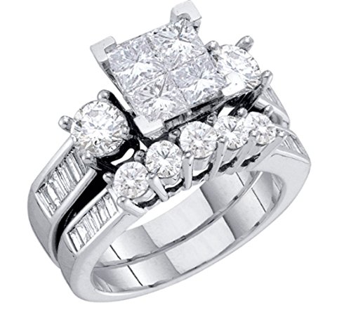 Rings-MidwestJewellery 10k White Gold Bridal Rings Set (1cttw, I2/i3 Clarity, I/j Color)