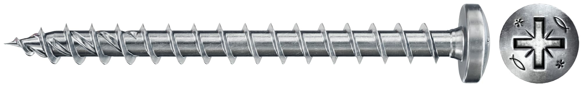 fischer PowerFast II PZF 6.0 x 60 Chipboard Screw (100 Pieces) Fully Threaded, Pan Head with Phillips, Screw for Woodworking, Reduces Screwing Resistance & Screwing Time