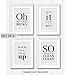 Confetti Fox Funny Bathroom Quotes and Sayings Decor Wall Art - Set of 4 White Pearl 5x7 Prints Unframed - Rap Song Lyrics Themed Decoration Signs