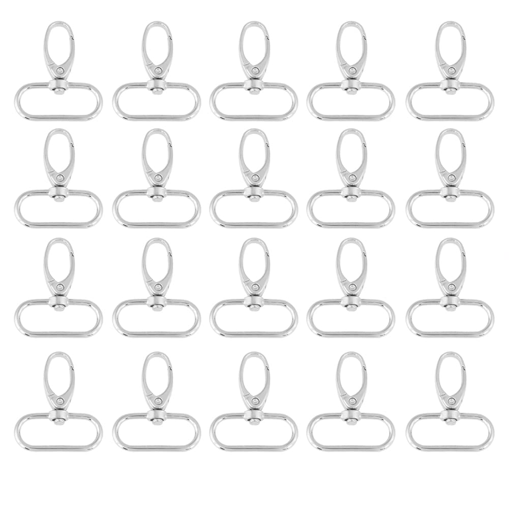 20Pcs Swivel Lobster Clasps, Jewellery Clasps, Zinc Alloy Keychain Hooks Heavy Duty Snap Hooks Metal Key Ring Clips for Bags, Lanyard Clips, Key Rings, Puppy Chains (32mm)