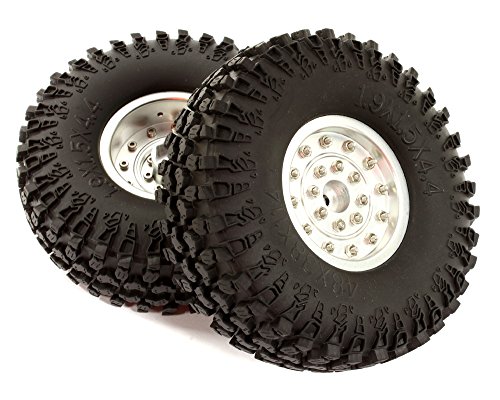 Integy RC Model Hop-ups C25043SILVER Billet Machined 0 Spoke Type XN 1.9 Wheel & Tire(2) for Scale Crawler O.D.=114mm