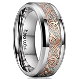 King Will Aurora 8mm Rose Gold Celtic Dragon Aurora Luminou Glow Titanium Wedding Ring for Men Women