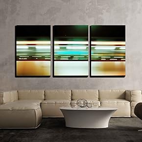 3 Piece Canvas Wall Art - Subway Station - Modern Home Art Stretched and Framed Ready to Hang - 16"x24"x3 Panels