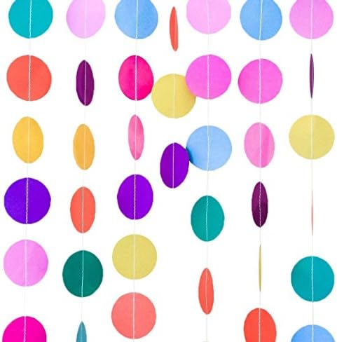 Echodo 52Ft Rainbow Circle Dots Paper Garland Party Decorations Dots Hanging String Garland