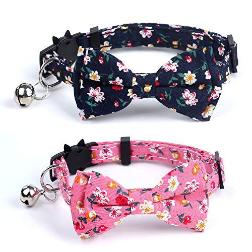 SuperBuddy Cat Collars Breakaway with Bell Bowtie Cat Collar 2 Pack