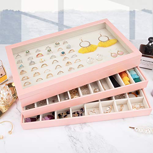Mebbay Stackable Jewelry Trays Organizer with Lid, Jewelry Storage