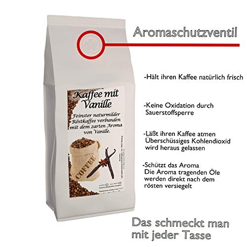 Aromakaffee - aromatisierter Kaffee Vanille, 3x1000 g gemahlen - Spitzenkaffee - Sparpaket - Schonend Und Frisch In… – Bild 3