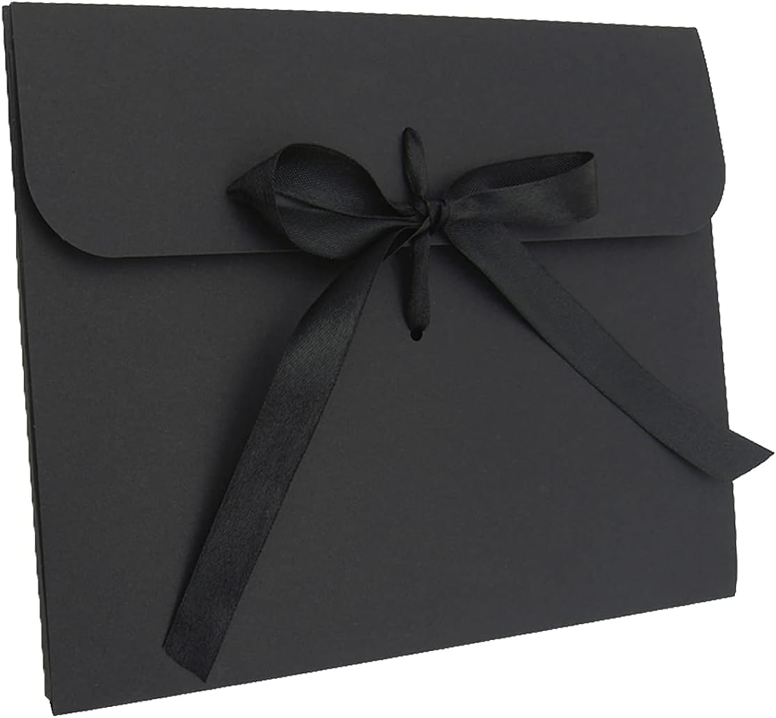 10 PCS Gift Card Envelopes Kraft Paper Envelopes Bow Ribbon Greeting Cards Holder Vintage Invitation Envelope for Christmas Anniversary Wedding Birthday Festival