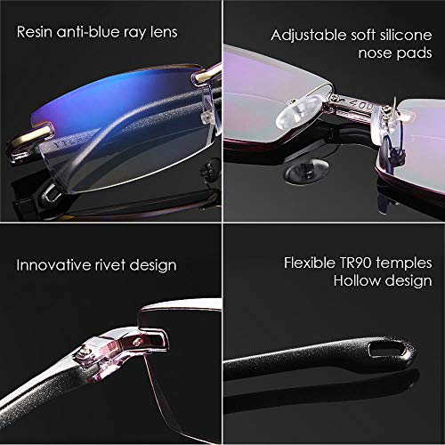 LUFF Premium Computer Reading Glasses Blue Light Blocking Diamond Cut Edge Design Spectacle Readers for Men(+2.5)