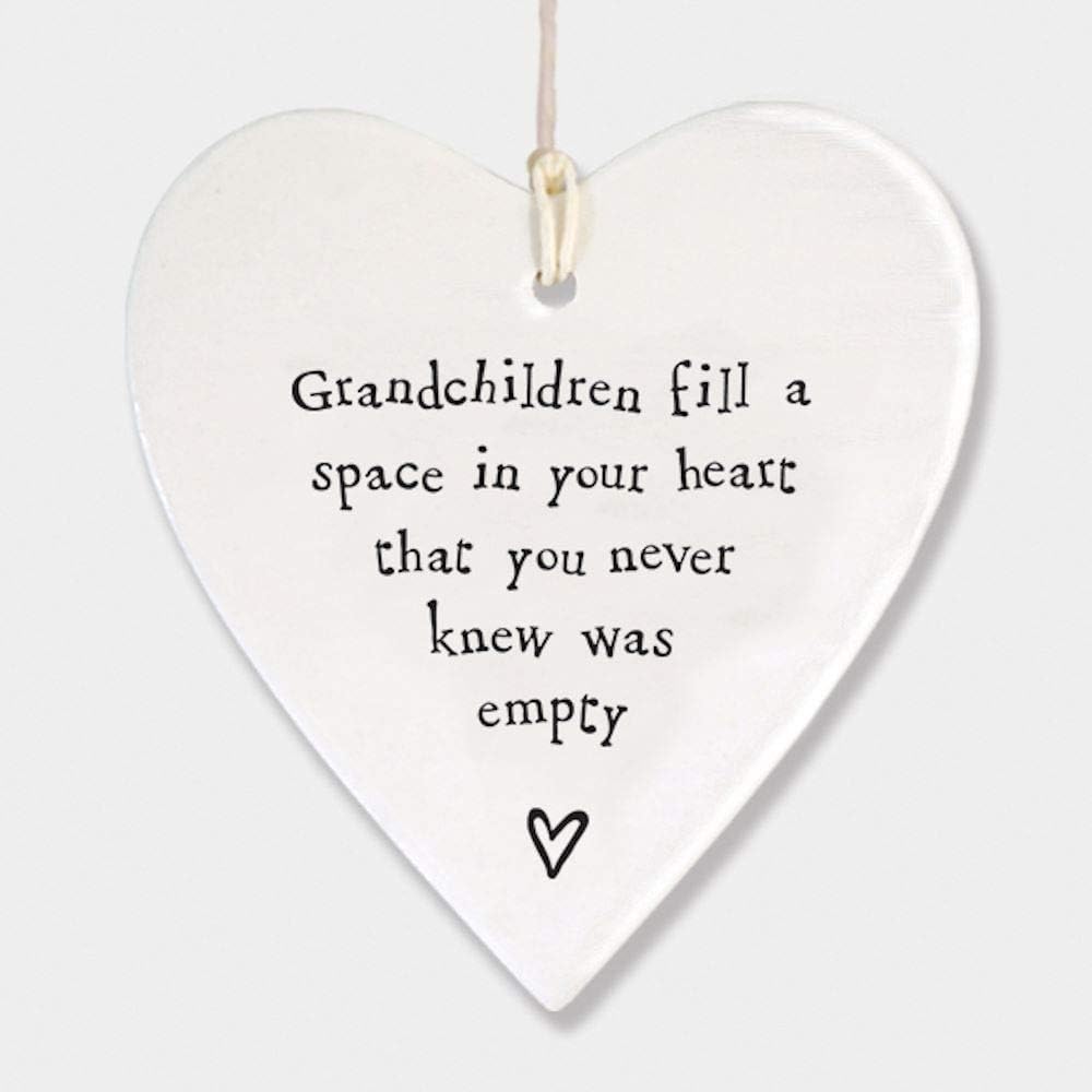 East of India - Porcelain Hanging Heart - "Grandchildren fill a space in your heart that you never knew was empty" - Image 3