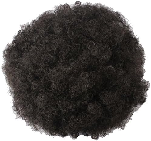 Riyang Women's Hair Bun Afro Kinky Curls Short Hair Drawstring Ponytail Heat Resistant Natural Black #2