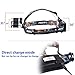 KEKU High Power LED Headlamp(5000 Lumens MAX) Rechargeable Waterproof HeadLamp Flashlight on The Head headlamp with 3 Xm-l T6 4 Modes,Wall Charger and Car Charger for Outdoor Sports (Gray)