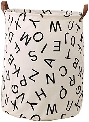 Outdoorfly Foldable Laundry Hamper With Handles Canvas Laundry Bin Dust-proof Storage Bags for Nursery Wardrobe Clothes Books Toys Dolls Home Textiles Sundries Organizer Baskets for Kids(Alphabet)