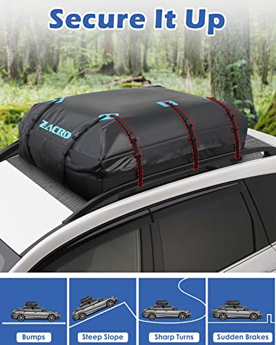 Zacro Car Roof Bag Waterproof - 20 Cubic Feet Roof Box with Anti-Slip Mat & Luggage Lock for Vehicle with/without Rack - Rooftop Cargo Carrier Bags with 10 Reinforced Straps, 6 Door Hooks, Storage Bag