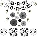 Kids Birthday Party Decoration - Panda Party Supplies, Party Decoration Set including a Panda Happy Birthday Banner, 20 Letax Balloons in Black and White with Panda Pattern, 2 Panda Shaped Balloons, 7 Paper Fans in Pandas' Color, 8 Bamboo Leaves, Perfect for Kids Birthday Party