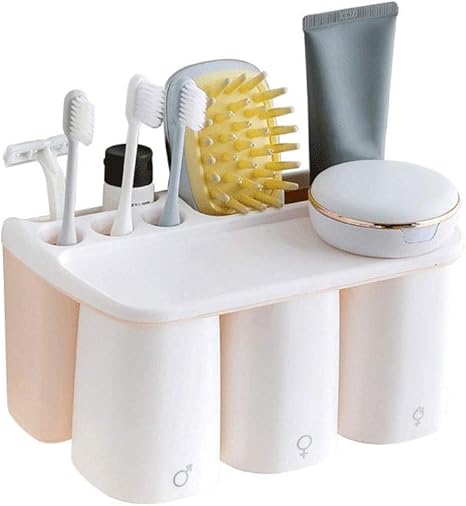 Amazon 歯ブラシスタンド シンプルな磁気吸引カップセット家庭用歯ブラシホルダー壁掛け多機能ラック 歯磨き粉カップホルダ 歯ブラシスタンド ホーム キッチン オンライン通販