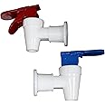 Blue and Red Plastic Cooler Faucet - 2pcs Reusable Water Dispenser Replacement Parts - Red Faucet Lock