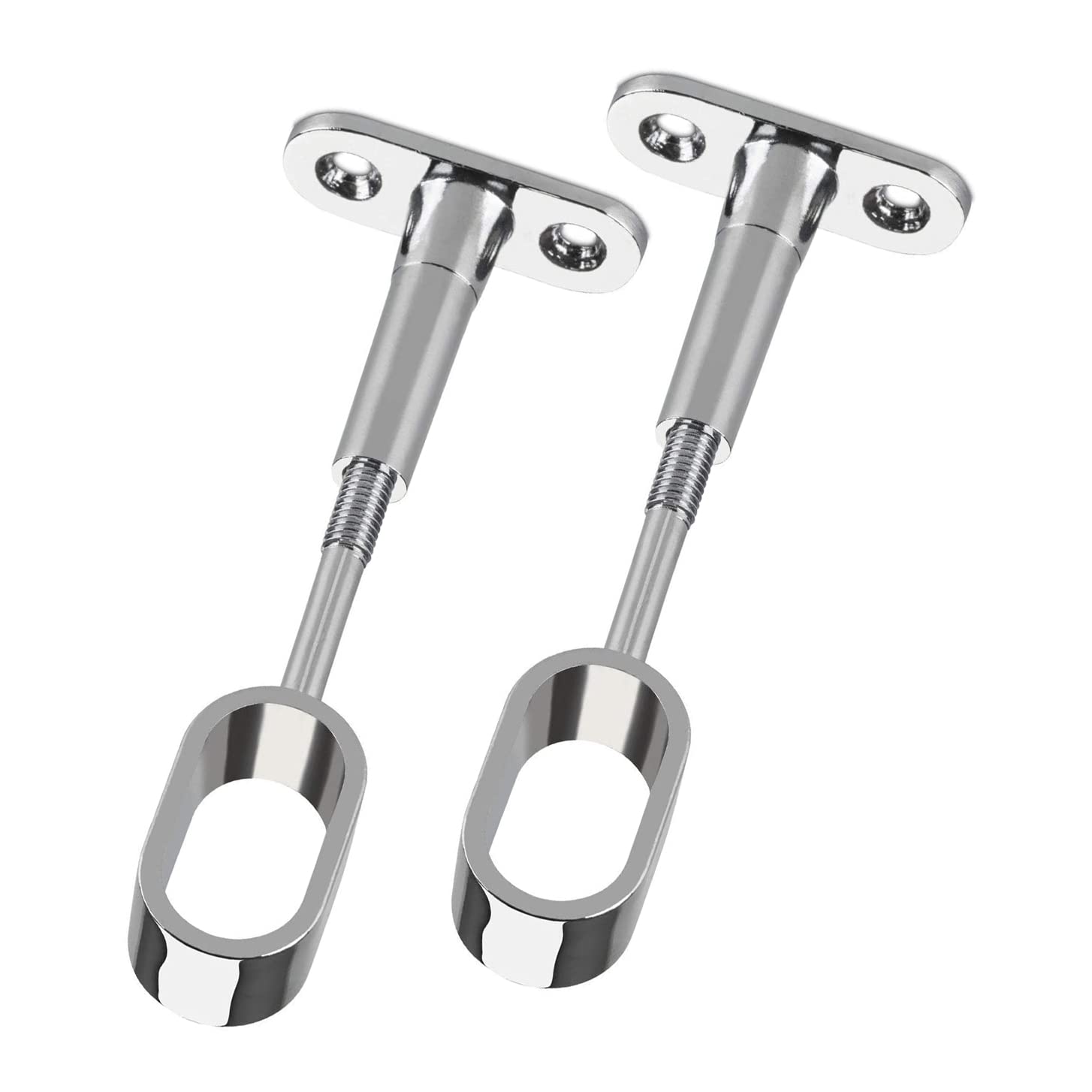 bricoleva.it Central Support Adjustable Wardrobe Rod, Central Support Set for Oval Coat Rack Rod with fixing to the upper shelf - Central rod not included - Set of 2