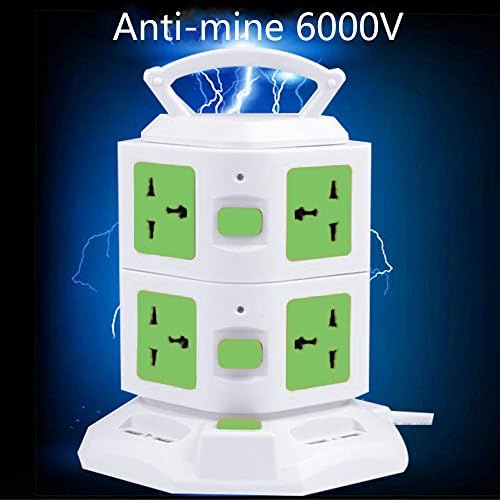 YINANTAI 8-Outlet 4-USB Surge Protector Power Strip 3m(9.8ft )Cord with 4-port USB for Charging (Green)