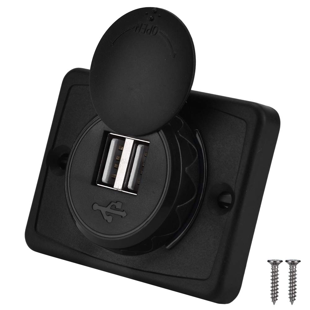 3.1A Car Dual USB Port Socket, 12V Black ABS USB Port Charger Socket Outlet LED Waterproof.-for motorcycle - waterproof 12v to usb smart adapter usb 12v usb 12v panel usb socket 12v usb plug for