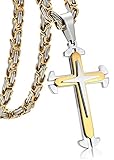 Jstyle Jewelry Stainless Steel Mens Cross Pendant Necklace Byzantine Chain Necklace for Boys 5mm 30 Inch