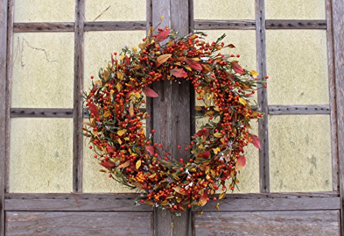 The Wreath Depot Appalachia Berry Silk Fall Door Wreath, 22 inch, Beautiful White Gift Box Included - Thumbnail 4