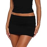 Qmlyev Fold Over Mini Skirts for Women Y2k Low Rise Bodycon Sweat Short Skirt Cute Going Out Micro Mini Skirt Streetwear
