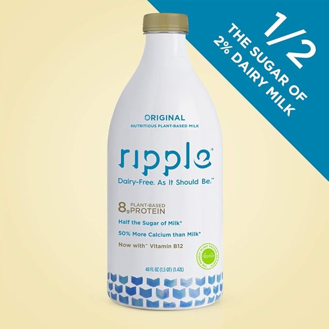 Ripple Non Dairy Milk Original Vegan Milk With 8g Pea Protein Per Serving Better For You Better Tasting Too Non Gmo Plant Based Gluten Free 48 Oz Amazon Com Grocery