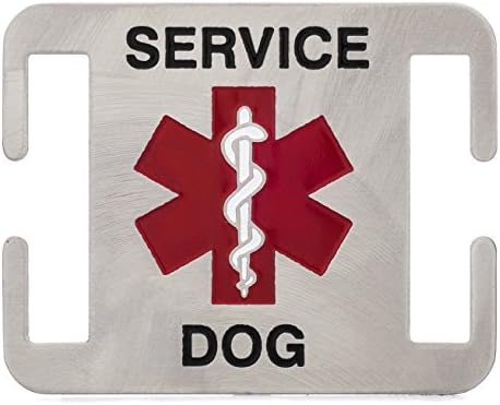 Leash Boss Service Dog ID Tag - Fits Directly on Dog Collar or Harness - Quiet and Silent Stainless Steel K9 Service ID Tag