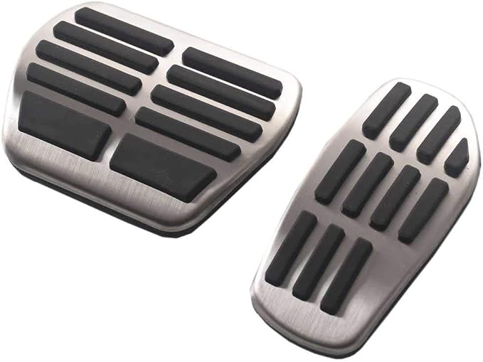 Cache Pédales Acier Inoxydable - Frein, Accélérateur, Repose-pied - Noir/Argent Antidérapant